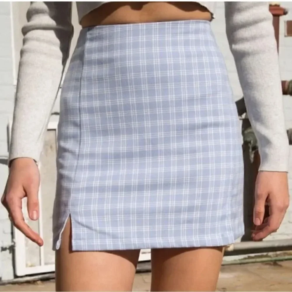 Brandy Melville Blue Plaid Check Cara Skirt